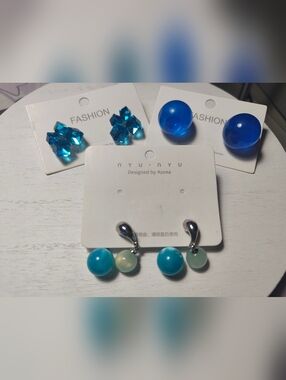 Blue Aqua Drop Dangle Earrings